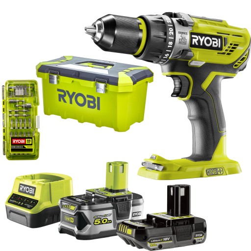 RYOBI дрель шуруповерт 18V + 5Ah +2AH + биты 55EL