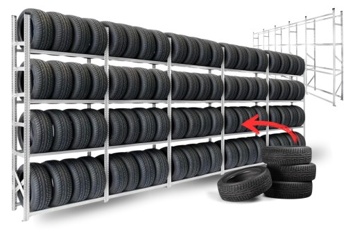 Полка для шин, дисков, 80 шт до 275мм, комплект 5х16шт, ПРОФЕССИОНАЛ.