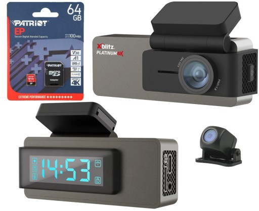 Рекордер Xblitz Platinum 4K WiFi + задня камера + 64 ГБ