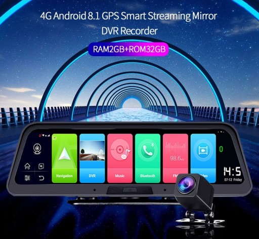 Автомобильный регистратор в зеркале 10 в 1 2мп 1080p GPS_