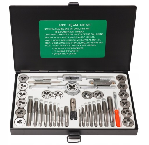 Метчики + плашки Rockforce, набор из 40 элементов.