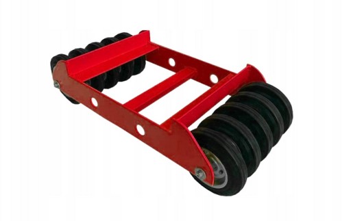 Транспортировочная тележка с красными колесами, 1500 кг, металлические и резиновые колеса, 16 см.