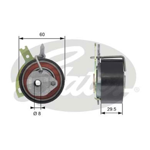 Натяжной ролик, ремень ГРМ GATES T43186