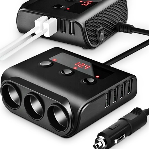 Разветвитель прикуривателя 12-24 В 4x USB 3.0 QC 3 розетки вольтметр