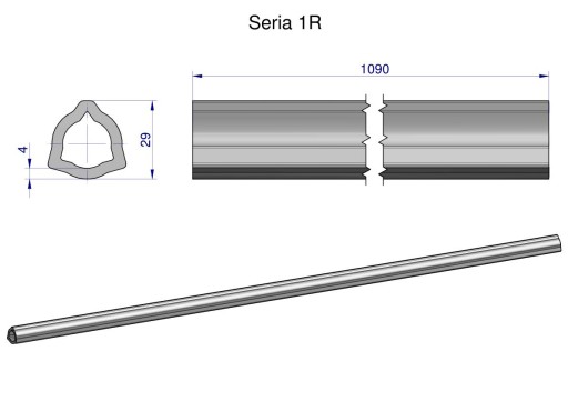 WR23111090 - Внутрішня труба серії 1R для 1210 шарнірно-телескопічного валу 29x4 мм 1090