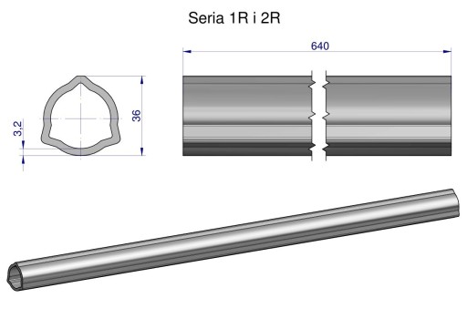 WR2321640 - Внутрішня труба серії 2R, зовнішня труба серії 1R для шарнірного валу 760