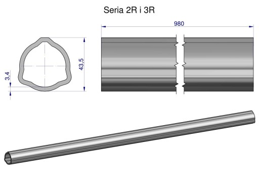 WR2322985 - Зовнішня труба серії 2R і 3R для 1110 шарнірно-телескопічного валу 43,5x3.