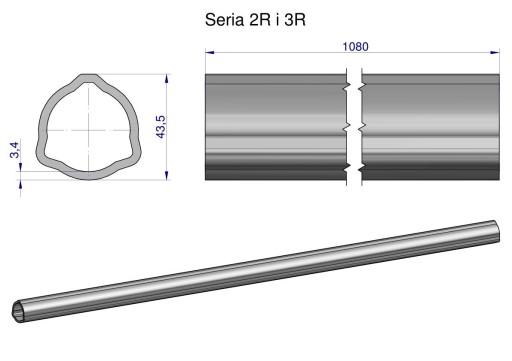 WR23221090 - Зовнішня труба серії 2R і 3R для 1210 шарнірно-телескопічного валу 43,5x3.