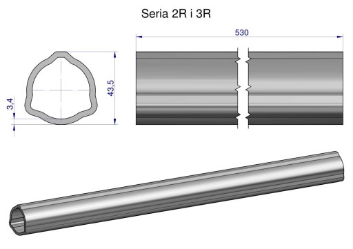 WR2322535 - Зовнішня труба серії 2R і 3R для карданного валу 660 43,5x3,4