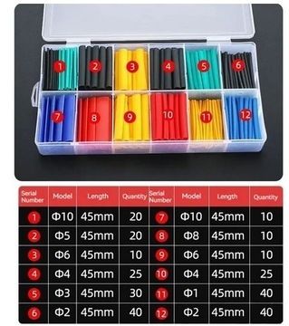 Трубки термоусадочные 280 шт разных размеров.