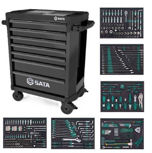 ИНСТРУМЕНТОВАЯ ТЕЛЕЖКА SATA ИНСТРУМЕНТАЛЬНЫЙ ШКАФ С 6 ЯЩИКАМИ ST95126 368 ИНСТРУМЕНТОВ