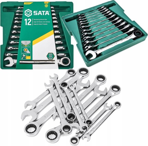 НАБІР КОМБІНАЦІЙНИХ КЛЮЧІВ SATA З 12 КОМБІНАЦІЙНИМИ КЛЮЧАМИ З ХРАПОВИКОМ, МЕТРИЧНИЙ