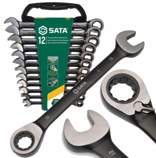 НАБОР SATA ИЗ 12 КОМБИНИРОВАННЫХ КЛЮЧЕЙ С ТРЕЩОТКОЙ С ПЕРЕКЛЮЧАТЕЛЕМ ST08044B