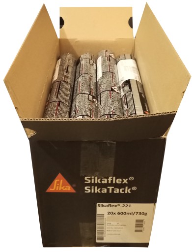 SIKAFLEX 221 ЧЕРНЫЙ 600мл НАБОР КЛЕЙ-ГЕРМЕТИКА 20 шт. КАРТОН + Аппликаторы