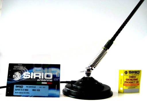 SIRIO T-3 27 SUPERMAG 12,5 см магнитная спиральная антенна CB 62 см кабель 3,60 м