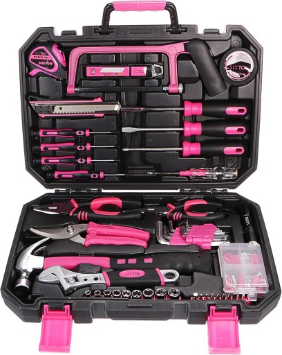 Набір інструментів SIXTOL HOME PINK 128 у валізі | для використання