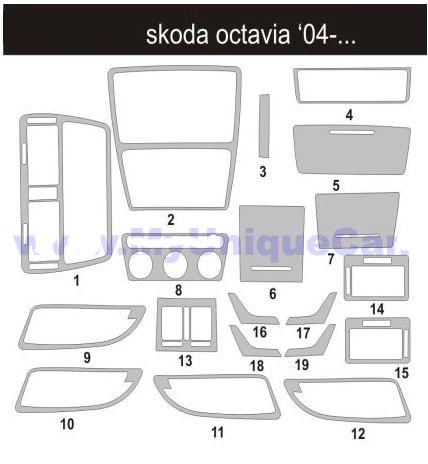SKODA OCTAVIA 04 + ШПОН ДЕРЕВО ДОСКА 3D НАКЛЕЙКИ