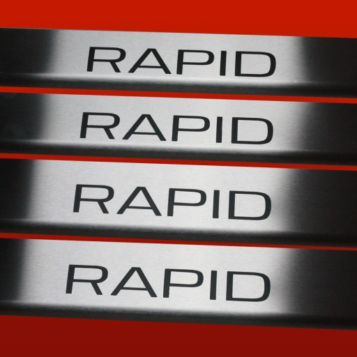 SKODA RAPID Накладки на пороги из нержавеющей стали 304, черные, матовые надписи