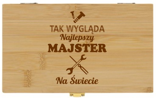 ЯЩИК ДЛЯ ИНСТРУМЕНТОВ 21 шт. Подарок своими руками с текстом ГРАВИРОВКА