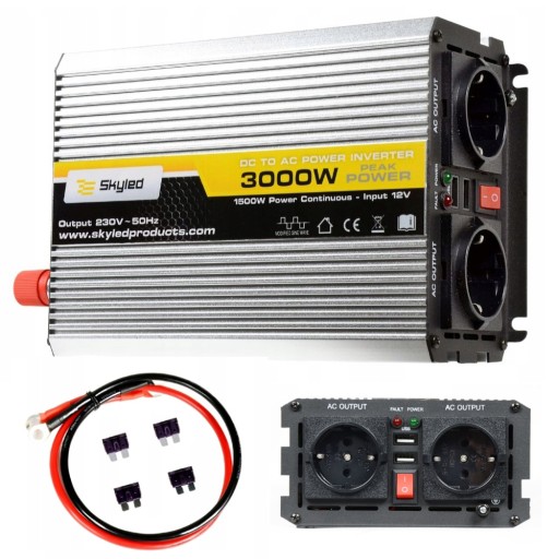 SKYLED АВТОМОБИЛЬНЫЙ ИНВЕРТОР 3000ВТ 24В 230В USB МОДИФИЦИРОВАННАЯ СИНУСОИДА