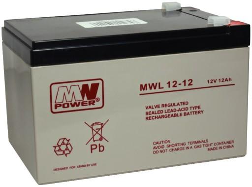 Акумулятор SOLID AGM 12Ah 12V акумулятор (розмір 10Ah) MW Power 10-12 років UPS