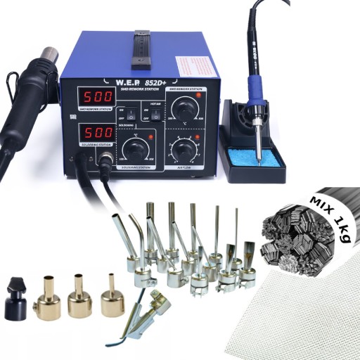 WELDING MACHINE 852D + 20 NOZZLE 1KG PLASTIC IRON SHOE SIA