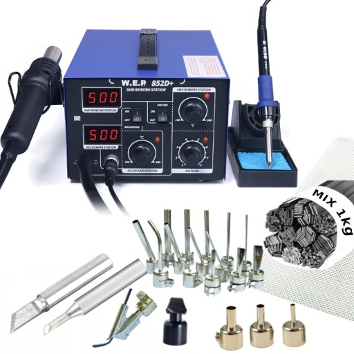 WELDING MACHINE 852d + 20 nozzles 1kg of plastic GRO + SHOE + IRON