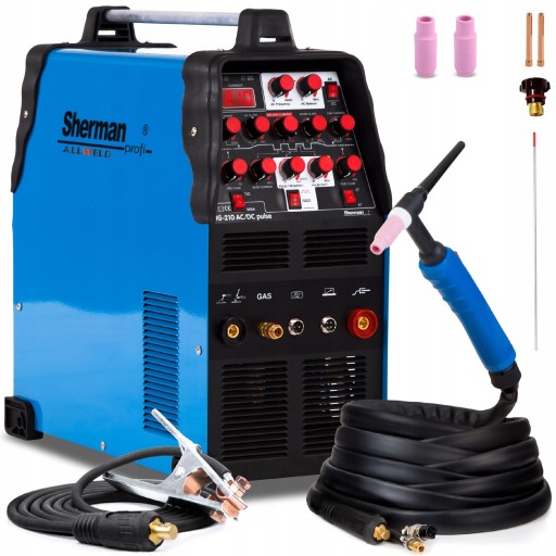 ЗВАРЮВАЛЬНИЙ АПАРАТ SHERMAN TIG 210 AC / DC PULSE АЛЮМІНІЄВИЙ