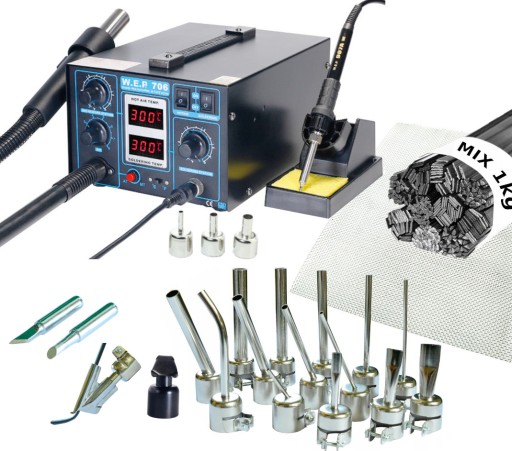 Welder 706 + 20 nozzles 1 kg of plastic GRO + BUT + IRON