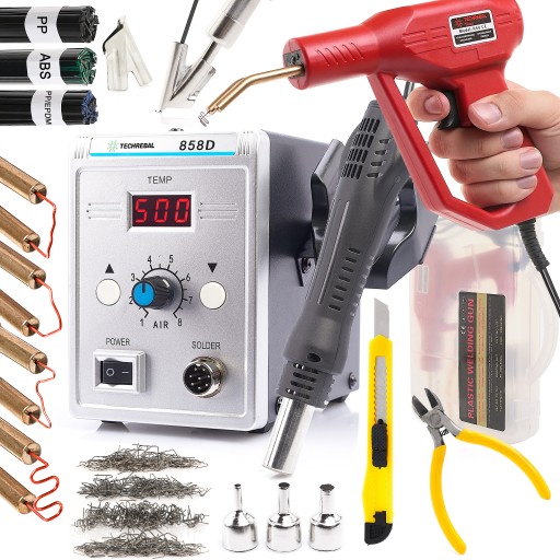 АПАРАТ ДЛЯ ЗВАРЮВАННЯ ПЛАСТИКУ ПАЯЛЬНА СТАНЦІЯ 858D СТЕПЛЕР НАБІР БІНДЕРІВ АЛЕ