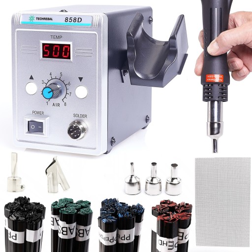 МАШИНА ДЛЯ ЗВАРЮВАННЯ ПЛАСТИКУ TECHREBAL 858D 700 Вт ЗВ’ЯЗУВАЛЬНІ МАШИНИ 7 НАСЮДОК ЧАХАТНА НАСАДКА СІТКА ГАРЯЧЕ ПОВІТРЯ
