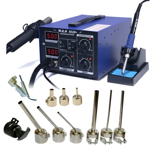 WEP 852D+ АПАРАТ ДЛЯ ЗВАРЮВАННЯ ПЛАСТИКОВ + НАСАДКИ + ЧЕРЕВИК + ПРАСКА