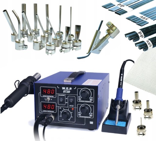 WEP 872D МАШИНА ДЛЯ ЗВАРЮВАННЯ ПЛАСТИКУ + ФОРСУНКИ ДЛЯ ЗВ'ЯЗАННЯ ЗАЛІЗА