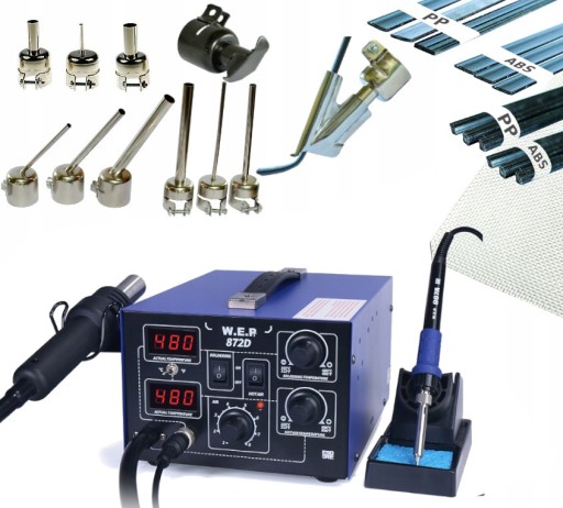 WEP 872D МАШИНА ДЛЯ ЗВАРЮВАННЯ ПЛАСТИКУ + ФОРСУНКИ ДЛЯ ЗВ'ЯЗАННЯ ЗАЛІЗА