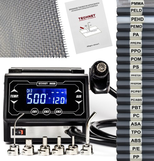 АППАРАТ ДЛЯ СВАРКИ ПЛАСТИКА 993D ПРОФЕССИОНАЛЬНАЯ мощность 120л 1x СЕТКА 20x ПЛАСТИК 600г