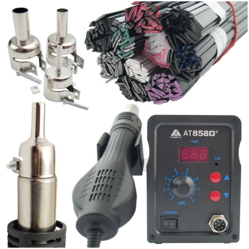 ЗВАРЮВАЛЬНИЙ АПАРАТ для зварювання пластику AT858 набір 1кг популярних в'яжучих 10х100г