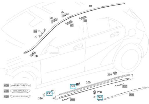 A0019914971 - Запонки подоконника MERCEDES CLA W117 A W176 B