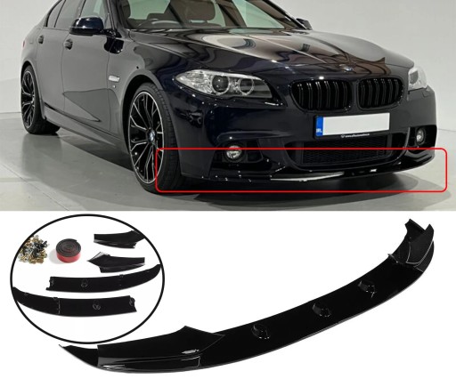 ЮБКА БАМПЕРА С РАЗДЕЛИТЕЛЕМ, ЧЕРНАЯ ГЛЯНЦЕВАЯ M SPORT ДЛЯ BMW F10 F11 2011-2017