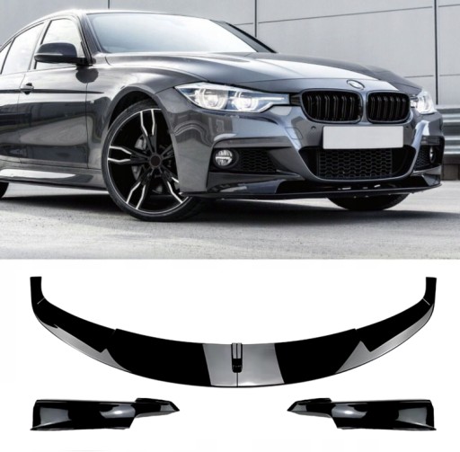 ЮБКА БАМПЕРА С РАЗДЕЛИТЕЛЕМ ДЛЯ BMW F30 F31 2012-2018 ГЛЯНЦЕВЫЙ ЧЕРНЫЙ M SPORT