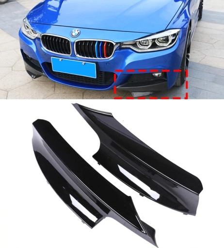 ЮБКА ПЕРЕДНЕГО БАМПЕРА РАЗДЕЛИТЕЛЬ MSPORT FLAPSY GLOSS ЧЕРНАЯ ДЛЯ BMW F30 F31