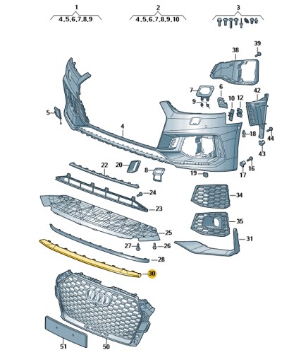 8W6807513T94 - Спойлер нижний передний бампер нижний audi rs4 rs5 aso оригинал