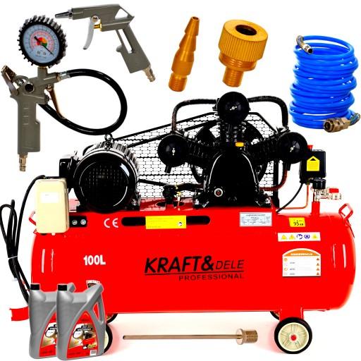 ПОВІТРЯНИЙ КОМПРЕСОР МАСЛЯНИЙ КОМПРЕСОР 100 Л БЕЗКОШТОВНИЙ НАБІР 6 в 1 + 2x МАСЛО 1 Л