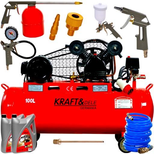 ПОВІТРЯНИЙ КОМПРЕСОР МАСЛЯНИЙ КОМПРЕСОР 100 Л БЕЗКОШТОВНИЙ НАБІР 8 в 1 + 2x МАСЛО 1 Л