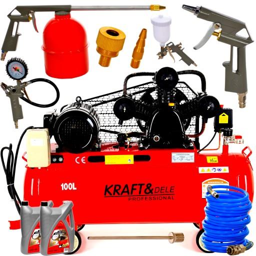 ПОВІТРЯНИЙ КОМПРЕСОР МАСЛЯНИЙ КОМПРЕСОР 100 Л БЕЗКОШТОВНИЙ НАБІР 8 в 1 + 2x МАСЛО 1 Л