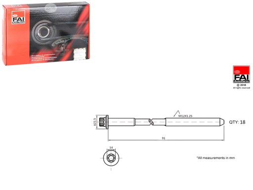 B2101 - Болты головки MITSUBISHI L200 14-18ШТ FAI