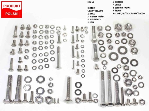 ROY14233 - ГВИНТИ ROMET MOSQUITO 2320 ПОВНИЙ КОМПЛЕКТ ДЛЯ ВСЬОГО ДВИГУНА З НЕРЖАВІЮЧОЇ СТАЛІ TI