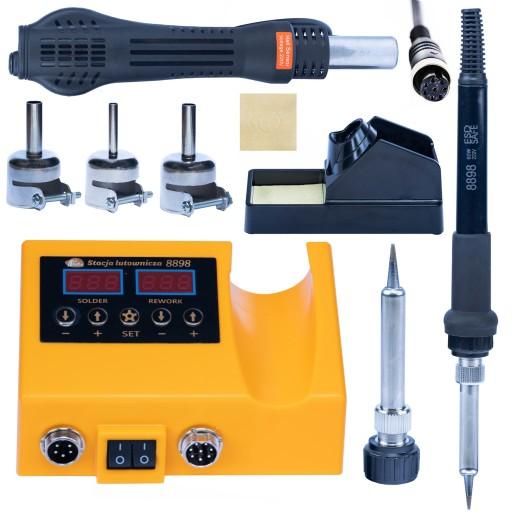 Паяльная станция 2в1 Паяльник с горячим воздухом МОЩНЫЙ ОРАНЖЕВЫЙ HUSKY POWER 660W HQ