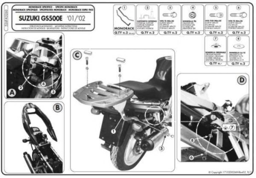 ЦЕНТРАЛЬНЫЙ БАГАЖНИК SUZUKI GS 500 E (01-07), GS 500 F (04) БЕЗ ПЛАСТИНЫ