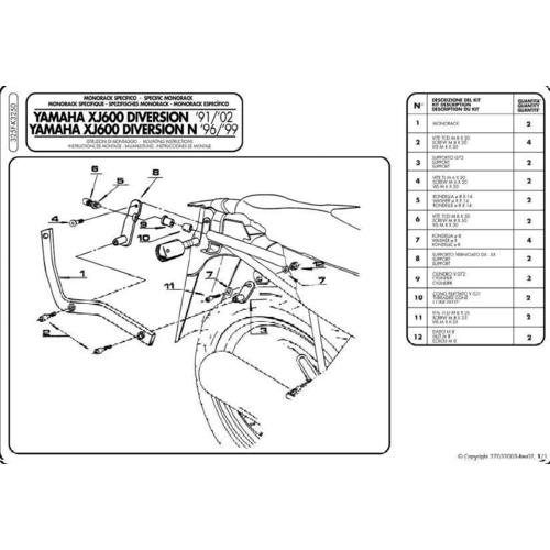 ЦЕНТРАЛЬНЫЙ БАГАЖНИК YAMAHA XJ 600 DIVERSION (91-03) (БЕЗ ДИСКА )