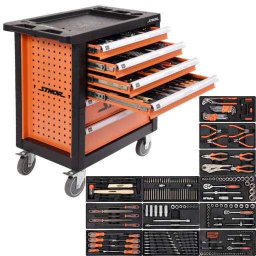 STHOR ШКАФ ДЛЯ МАСТЕРСКИХ ТЕЛЕЖКА ДЛЯ СЕРВИСНОЙ МАСТЕРСКОЙ 6 ЯЩИКОВ + 302 шт.